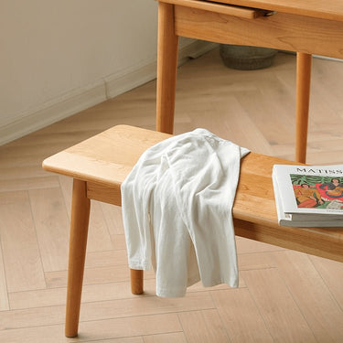 Elegant Oak and Cherry Wood Stool - Natural Finish for Timeless Style fyx - 885MUTUKISPACE