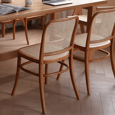Modern Beech Wood Chair with Rattan Seat - Natural Finish fyx - 889MUTUKISPACE