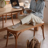 Elegant Light Brown Beech and Rattan Stool - Stylish and Durable Seating Solution fyx - 890MUTUKISPACE