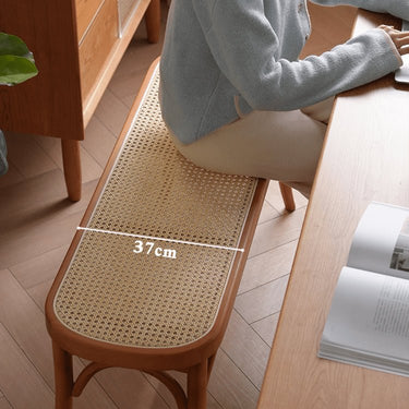 Elegant Light Brown Beech and Rattan Stool - Stylish and Durable Seating Solution fyx - 890MUTUKISPACE