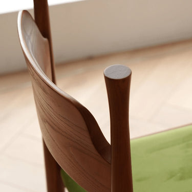 Elegant Velvet Ash Wood Chair with Soft Foam Padding - Green & Brown fyx - 900MUTUKISPACE