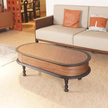 Oval Ash Wood Coffee Table with Storage – Modern Living Room Decor fzgf - 3102MUTUKISPACE