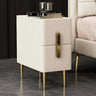 Luxury Marble Faux Leather Nightstand with Gold Accents - Modern Bedside Table fzyhs - 2741MUTUKISPACE