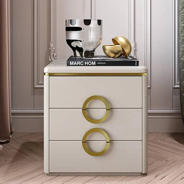 Modern Solid Wood Nightstand with Faux Leather Accents - Luxury Bedroom Furniture fzyhs - 2742MUTUKISPACE