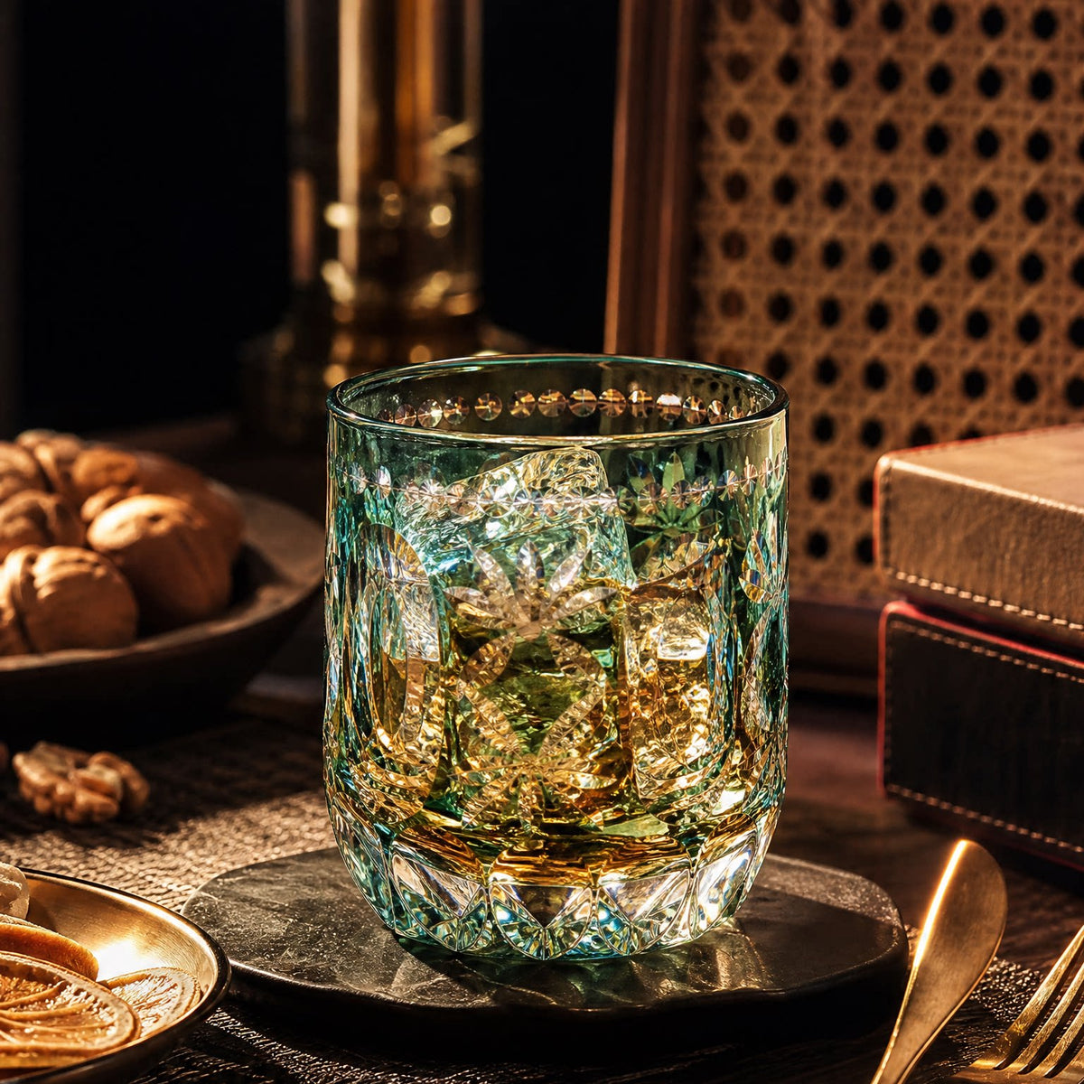 Floral Mosaic Whiskey Glass - Detail 3