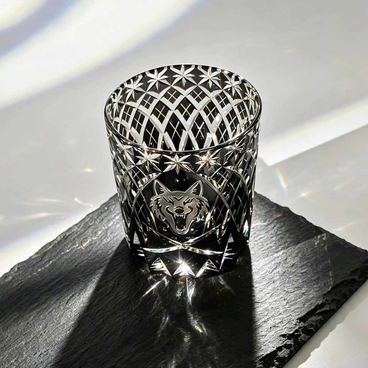 Wolf Motif Whiskey Glass - Detail 3