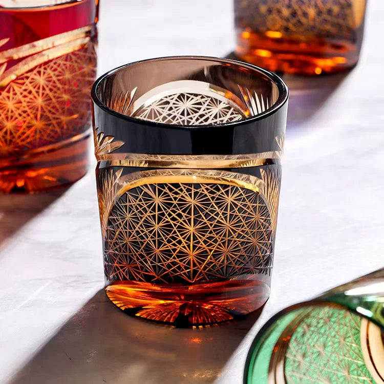 Feather Motif Whiskey Glass - Detail 2
