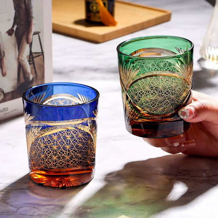 Feather Motif Whiskey Glass - Detail 3