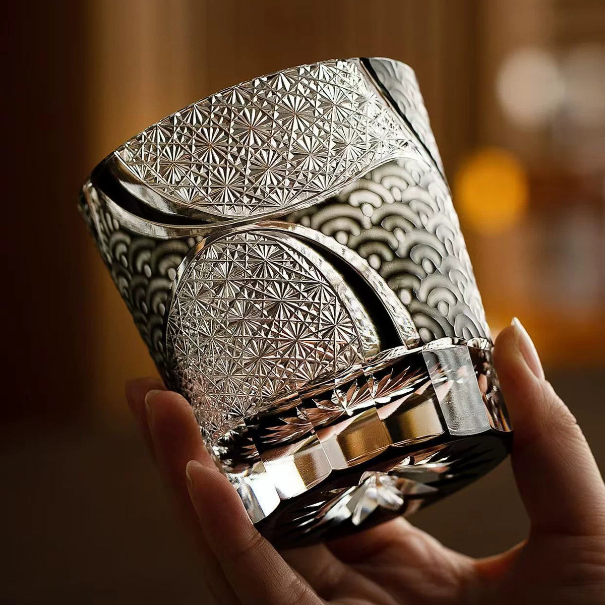 Cloudwave Patterned Whiskey Glass - Detail 4