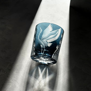 Crane Motif Whiskey Glass - Detail 2