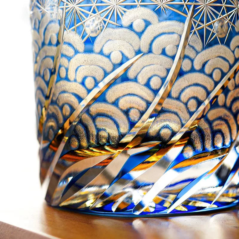 Ocean Wave Patterned Whiskey Glass - Detail 4