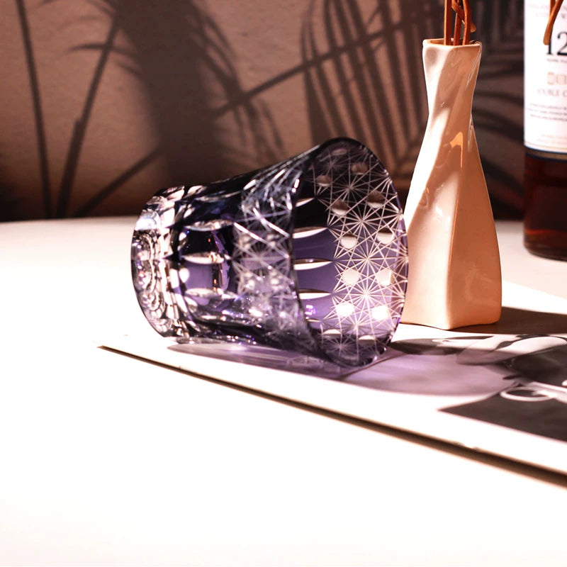 Violet Floral Whiskey Glass - Detail 2