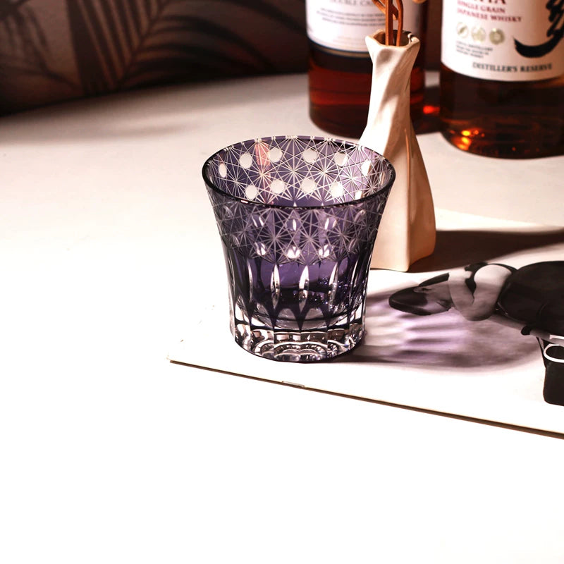 Violet Floral Whiskey Glass - Detail 3