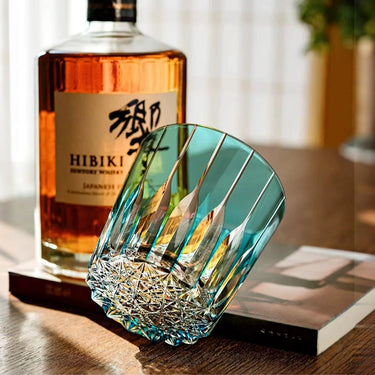 Ocean Blue Fluted Whiskey Glass - Detail 2
