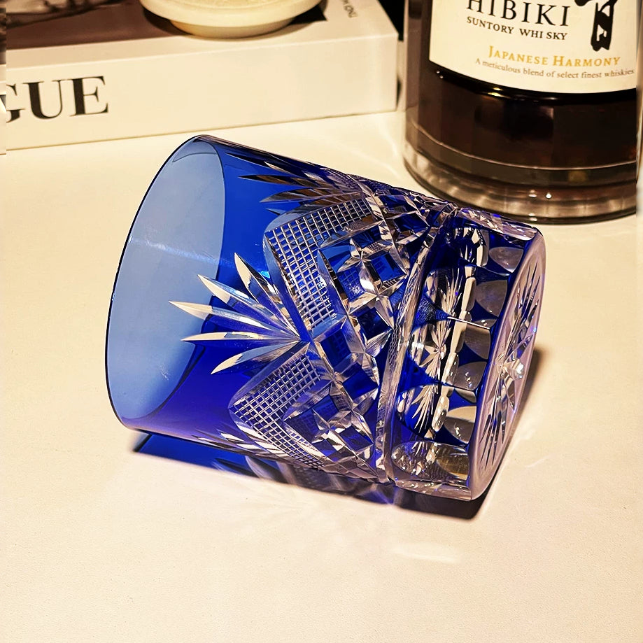 Cobalt Geometric Whiskey Glass - Detail 2
