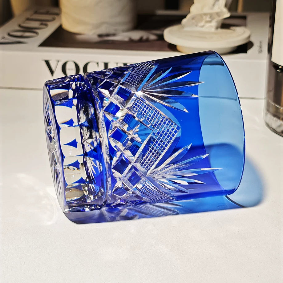 Cobalt Geometric Whiskey Glass - Detail 4