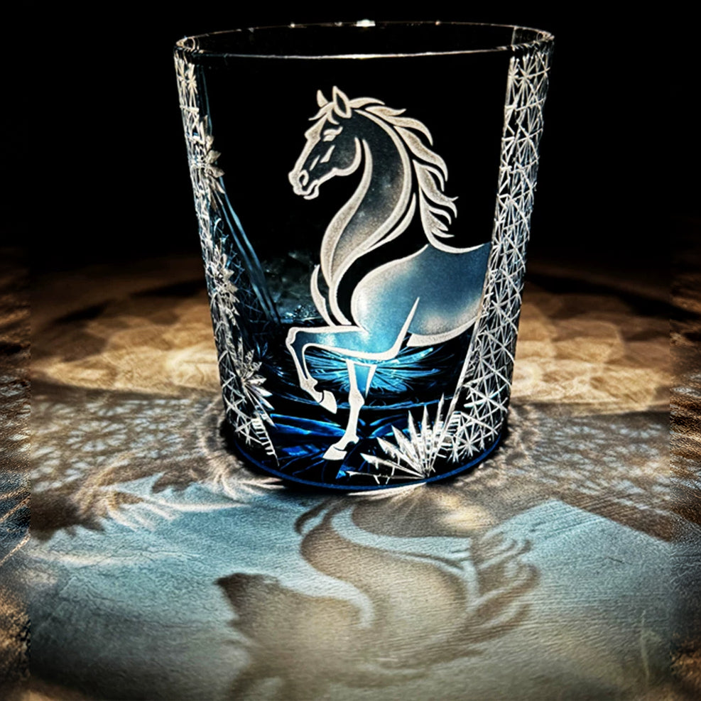 Horse Motif Whiskey Glass - Detail 2