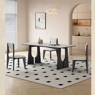 Stunning White and Black Table with Ash Wood and Sintered Stone Finish hagst - 1665MUTUKISPACE