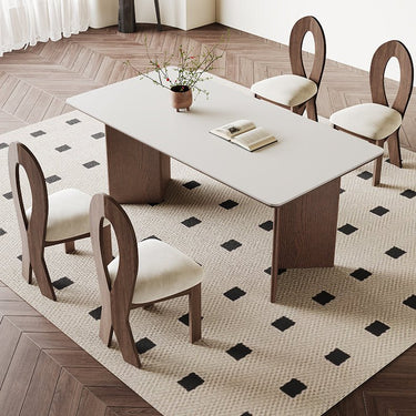 Stunning White Sintered Stone Table with Brown Ash Wood Finish hagst - 1666MUTUKISPACE
