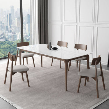 Stunning White Sintered Stone & Ash Wood Layered Table - Modern Elegance for Your Home hagst - 317MUTUKISPACE