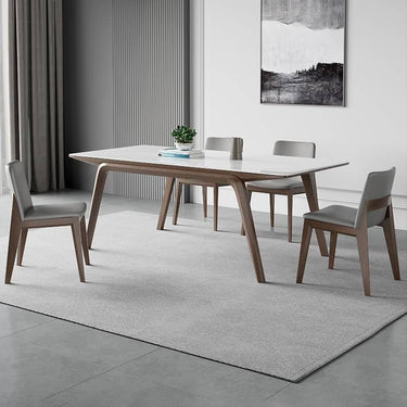 Elegant White Sintered Stone & Ash Wood Table: Modern Design & Durability hagst - 323MUTUKISPACE