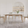 Stylish Table with White Sintered Stone Top and Ash Wood Multi - Layer Board hagst - 558MUTUKISPACE