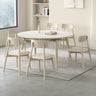 White Sintered Stone Table with Oak Wood Multi - Layer Board for Stylish Home Decor hagst - 559MUTUKISPACE