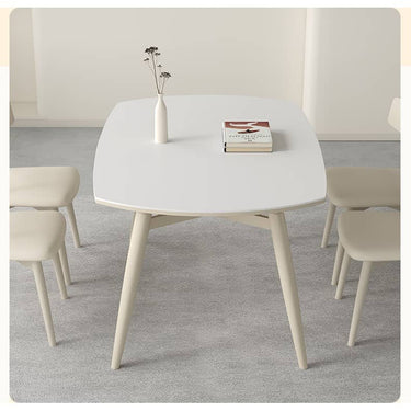White Sintered Stone Table with Oak Wood Multi - Layer Board for Stylish Home Decor hagst - 559MUTUKISPACE
