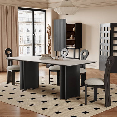 Elegant White Sintered Stone Table with Durable Multi - Layer Wood Top hagst - 567MUTUKISPACE