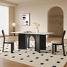 Modern White Sintered Stone & Oak Wood Multi - Layer Dining Table hagst - 576MUTUKISPACE