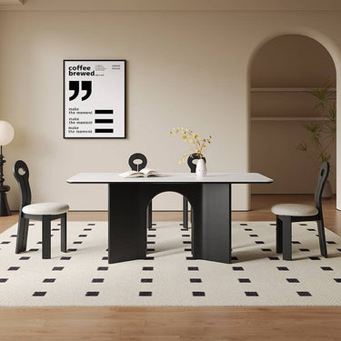 Modern White Sintered Stone & Oak Wood Multi - Layer Dining Table hagst - 576MUTUKISPACE