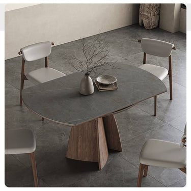 Modern Table with Elegant Gray Sintered Stone and Ash Wood Multi - Layer Board hagst - 580MUTUKISPACE