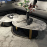 Oval Sintered Stone Coffee Table with Gold Accents – Chic Living Room Centerpiece hbso - 3011MUTUKISPACE