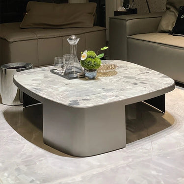 Sintered Stone Coffee Table – Stylish Stainless Steel Base for Modern Living Rooms hbso - 3015MUTUKISPACE