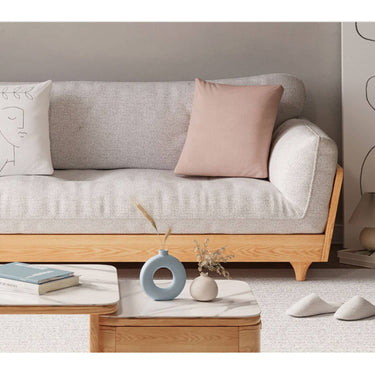 Elegant Off White Sofa with Oak Wood Frame and Plush Goose Down Fill hbzwg - 631MUTUKISPACE