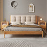 Luxurious Off White Bed with Oak Wood Frame and Goose Down Fill - Scratch - Resistant Fabric Finish hbzwg - 632MUTUKISPACE