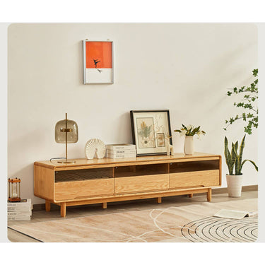 Stylish Oak Wood TV Cabinet in Natural Wood Finish for Modern Living Room Decor hbzwg - 641MUTUKISPACE