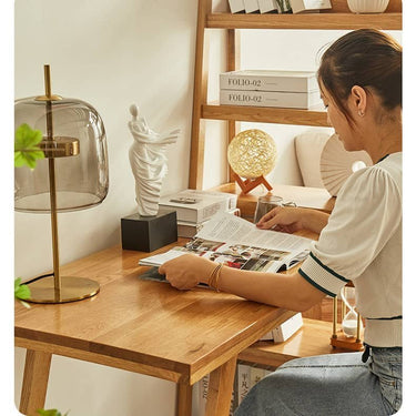 Elegant Oak Wood & Rattan Chair with Comfortable PU Leather Seat hbzwg - 650MUTUKISPACE