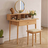 Elegant Oak Wood and Metal Vanity Table with Glass Top hbzwg - 652MUTUKISPACE