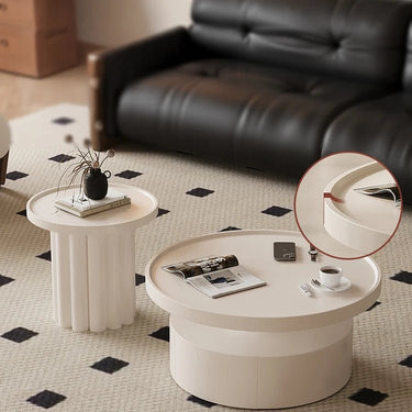 White Round Coffee Table – Elegant Modern Design for Living Rooms hch - 3093MUTUKISPACE