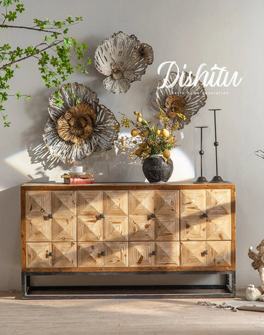 Rustic Charm Cabinet with Geometric Design – Elegant Storage Solution hdst - 4218MUTUKISPACE