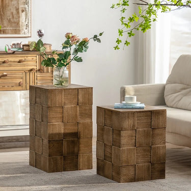 Stylish Bedside Cupboard - Modern Checkerboard Design hdst - 4221MUTUKISPACE