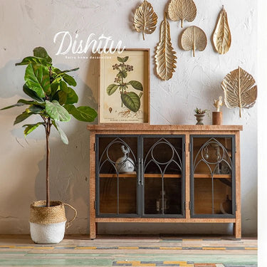 Vintage - Style Cabinet with Glass Doors - Elegant Storage Solution hdst - 4300MUTUKISPACE