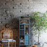 Vintage Industrial Solid Wood Cabinet with Glass Doors - Stylish Storage Solution for Home and Office Decor hdst - 4312MUTUKISPACE