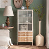 Stylish Display Cabinet with Glass Doors - Elegant Storage Solution with Intricate Detailing hdst - 4314MUTUKISPACE