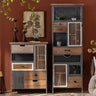 Rustic Charm Multi - Tier Cabinet with Sleek Metal Design hdst - 4320MUTUKISPACE