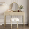 Elegant Pine Glass Makeup Table with Mirror & Storage – Perfect for Your Beauty Routine hgl - 4332MUTUKISPACE