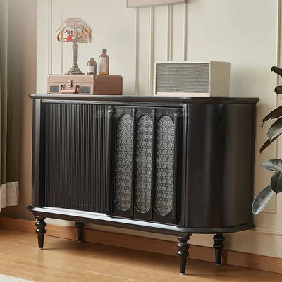 Vintage Elegance: Beech Wood and Glass Cabinet with Intricate Design