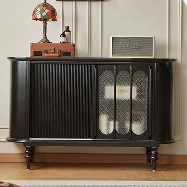 Vintage Elegance: Beech Wood and Glass Cabinet with Intricate Design hgl - 4341MUTUKISPACE