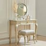 Elegant Vanity Table Set with Mirror and Cushioned Stool – Beech Wood & Pine Finish hgl - 4358MUTUKISPACE
